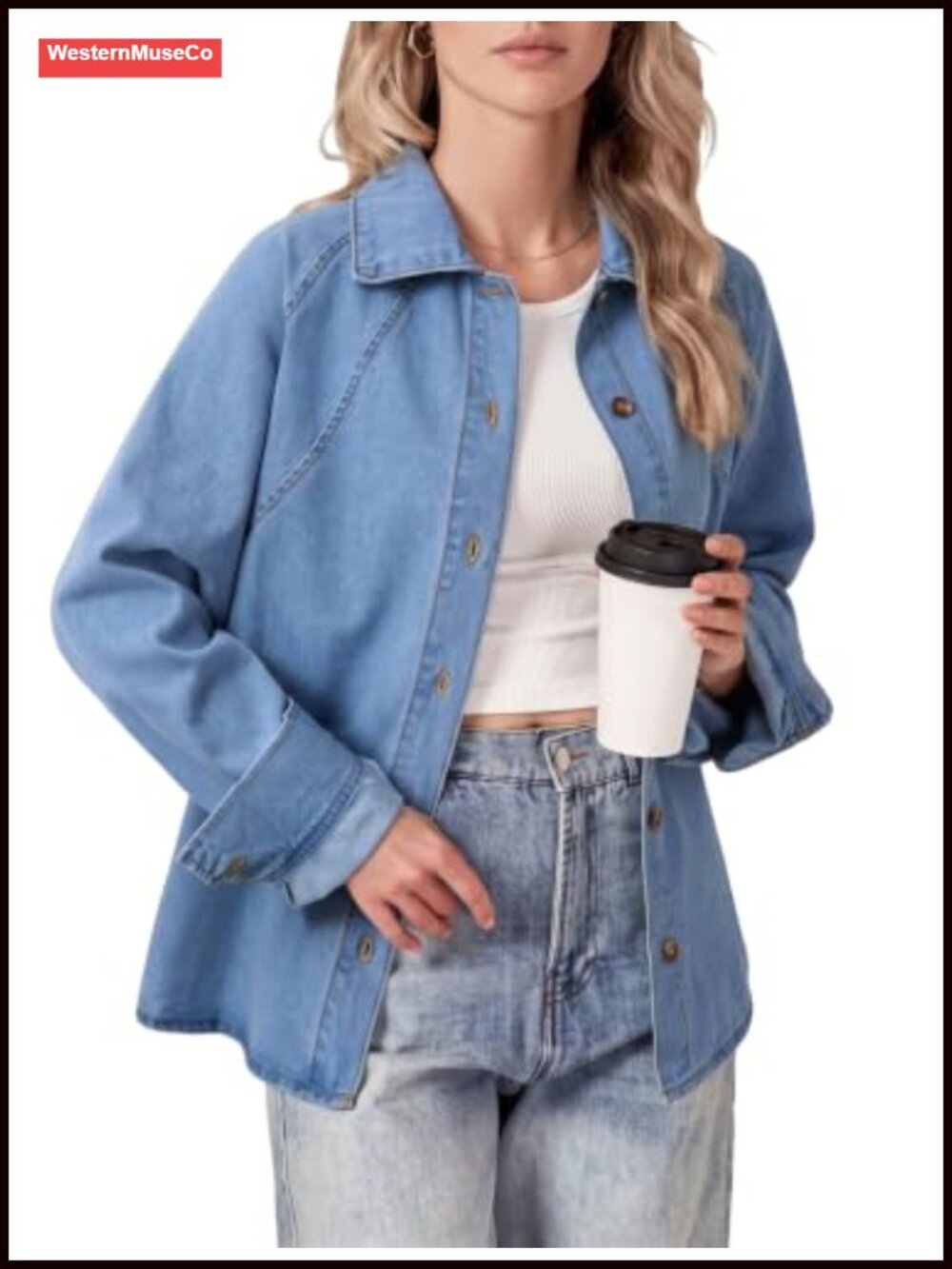 Sidefeel Womens Oversized Denim Shirt Button Down Long Sleeve Blouse